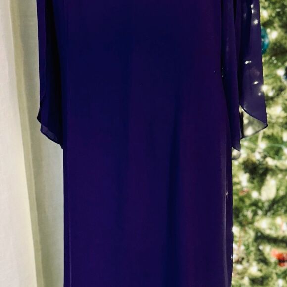 Grace Karin Purple Sheath Dress with Bell Sleeves - Picture 2 of 6
